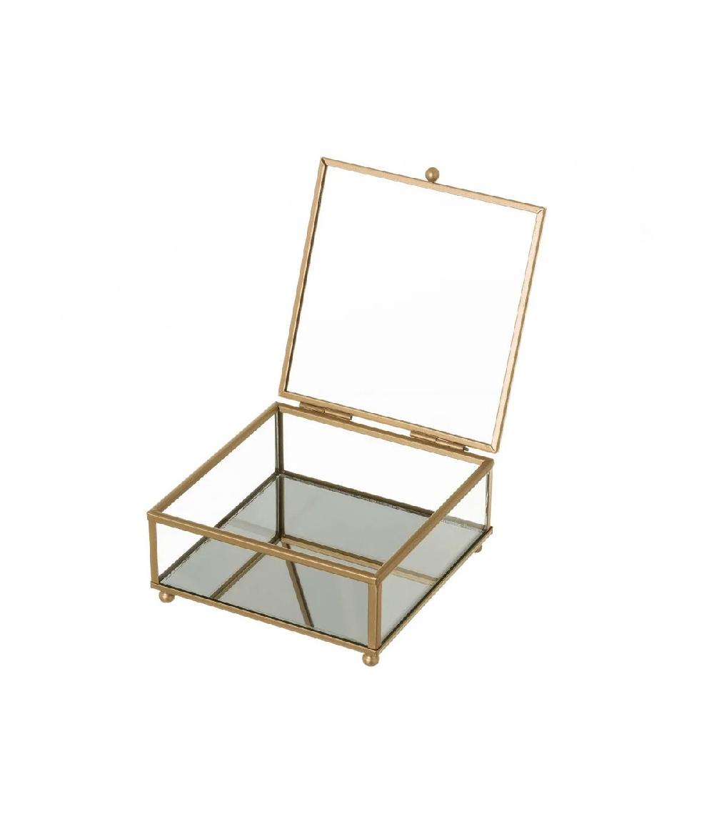 Wadiga Boîte à Bijoux En Métal Doré Et Verre -13.5x14x6cm