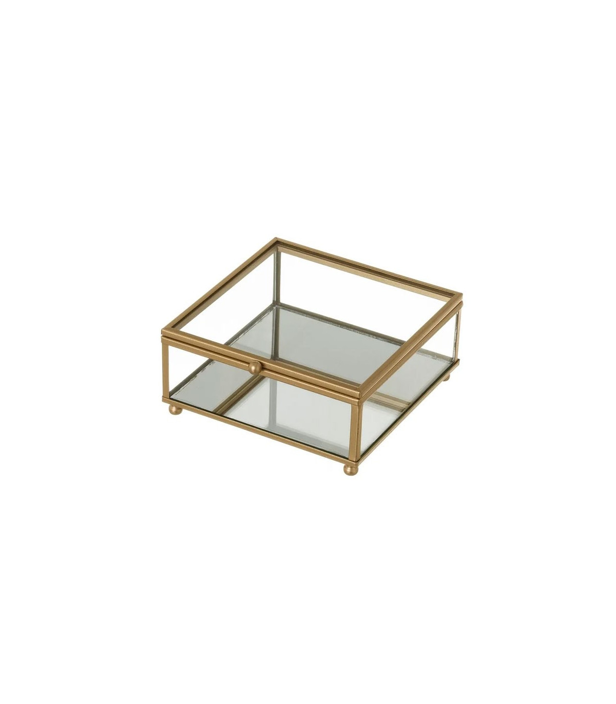 wadiga Boîte à Bijoux en Métal Doré et Verre -13.5x14x6cm