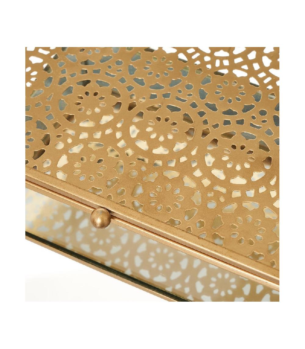 Wadiga Boîte à Bijoux En Métal Doré Et Verre - 13x18x6cm