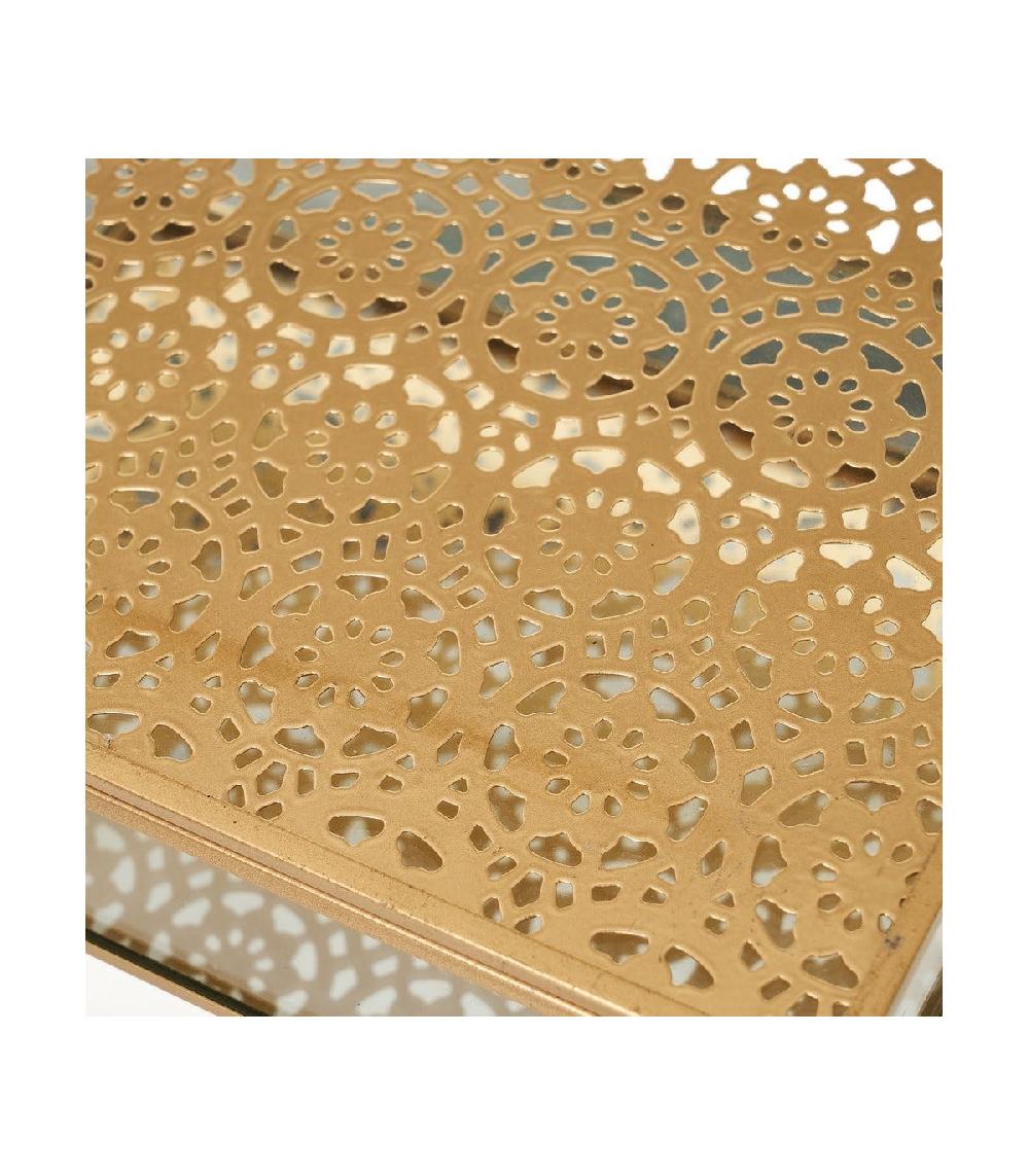 Wadiga Boîte à Bijoux En Métal Doré Et Verre - 21x16x6cm