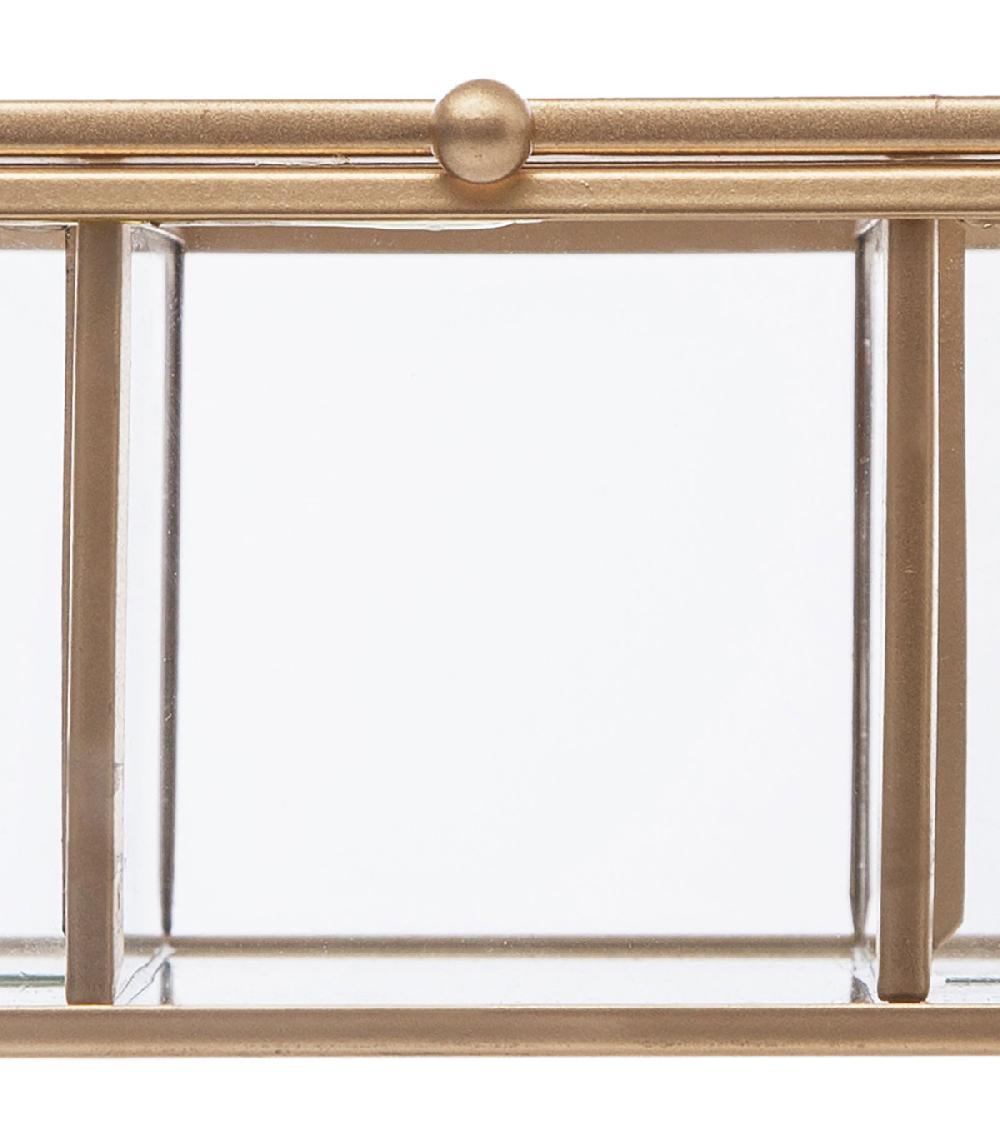 Wadiga Boîte à Bijoux En Métal Doré Et Verre 5 Compartiments 20x14x7cm