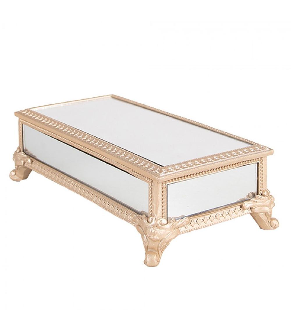 Wadiga Boîte à Bijoux En Polyrésine Dorée Et Miroirs 21x11x7cm