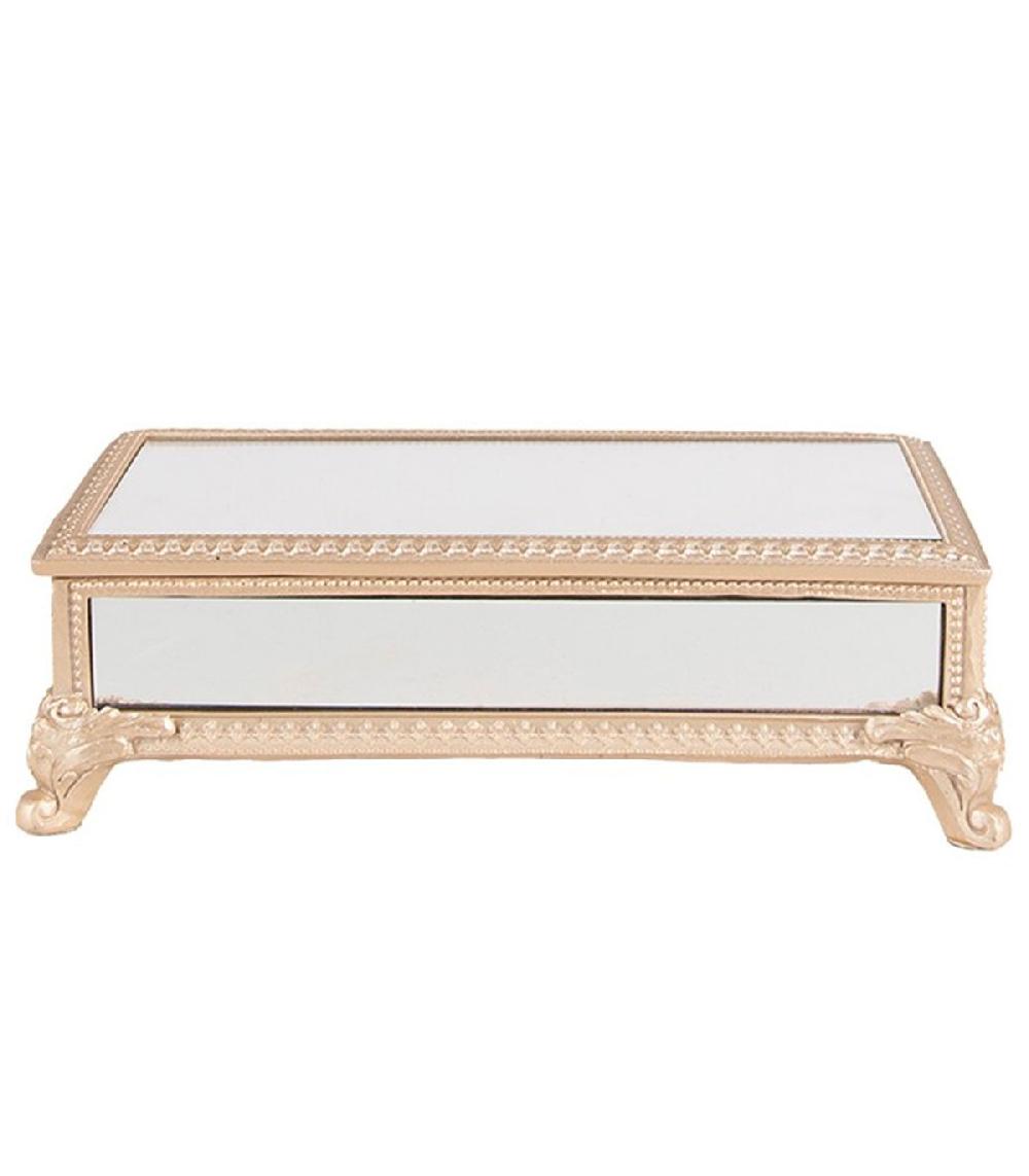 wadiga Boîte à bijoux en polyrésine dorée et miroirs 21x11x7cm