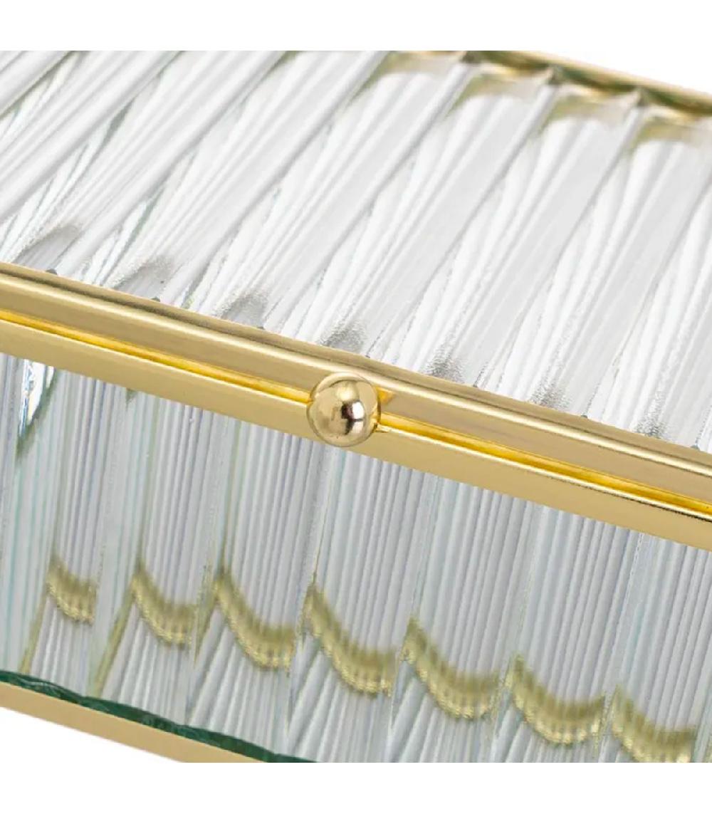 Wadiga Boîte à Bijoux Métal Doré Verre Et Miroir 15x11x6cm