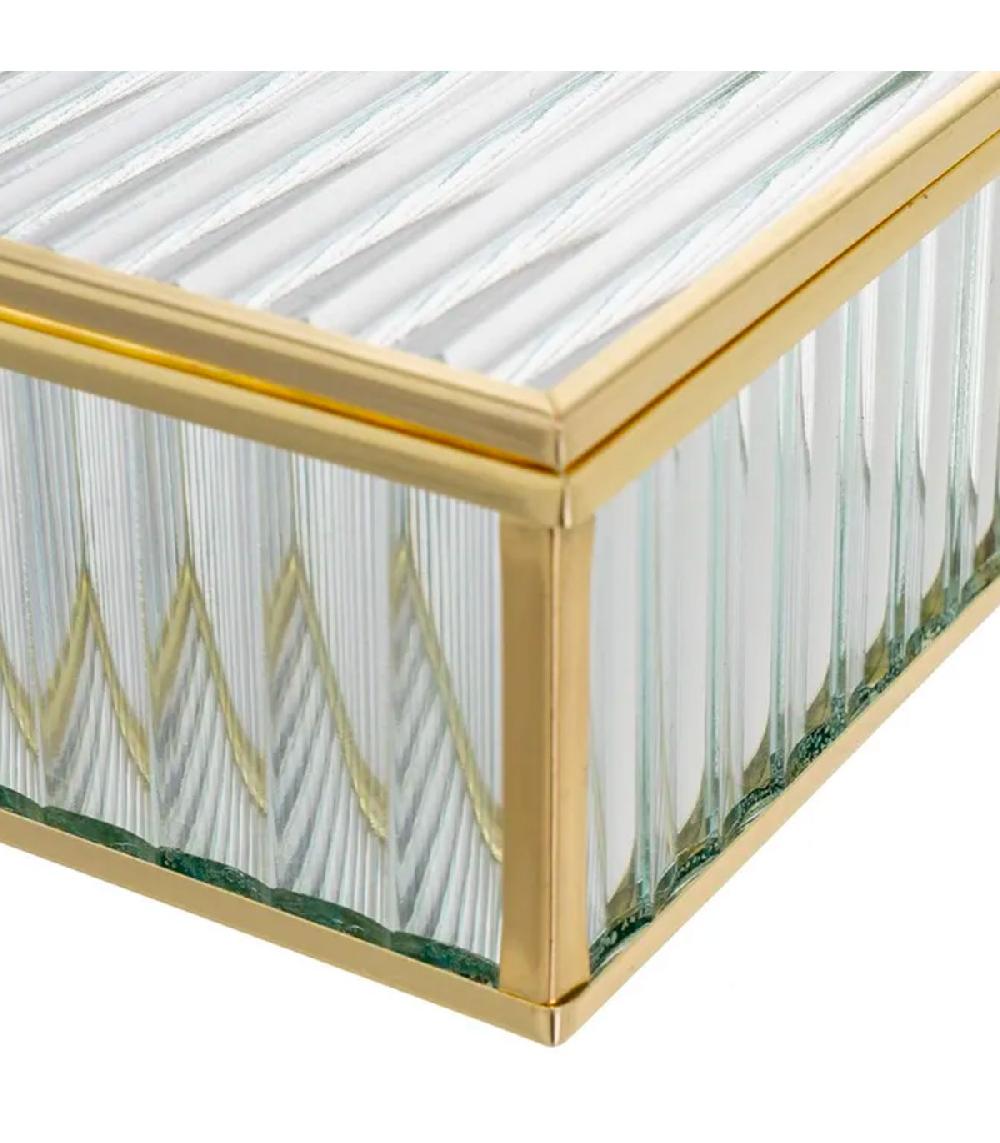 Wadiga Boîte à Bijoux Métal Doré Verre Et Miroir 15x11x6cm