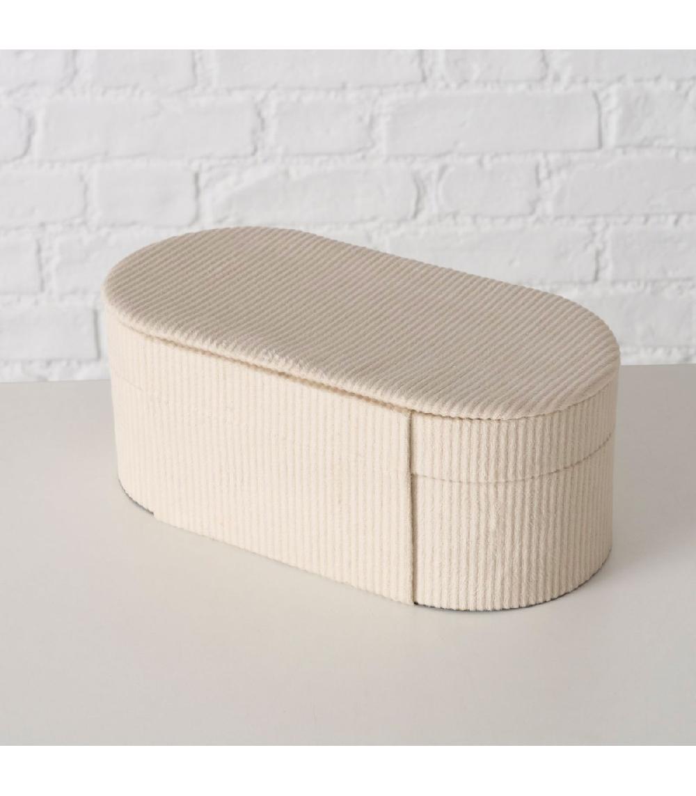 Wadiga Boîte à Bijoux Velours Côtelé Beige 25.6x13x10cm