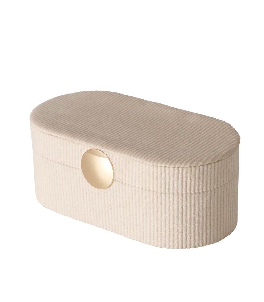 wadiga Boîte à bijoux velours côtelé beige 25.6x13x10cm