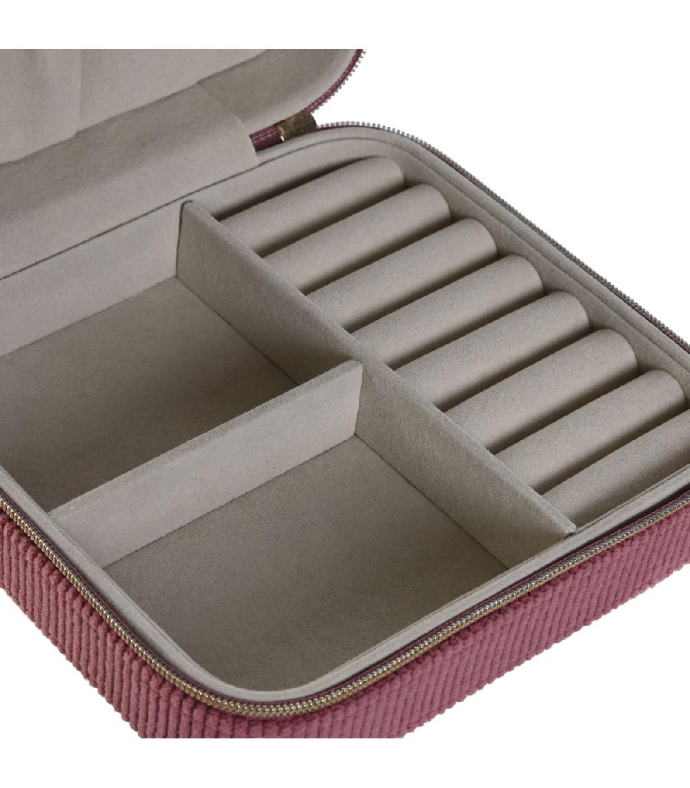Wadiga Boîte à Bijoux Velours Côtelé Vieux Rose 14.5x13x5cm