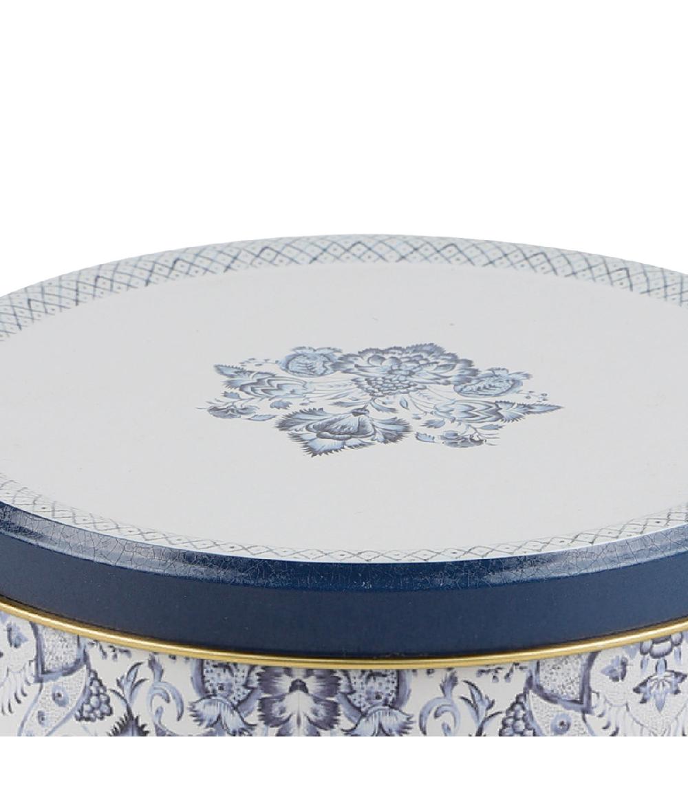 Wadiga Boîte à Biscuits En Métal Bleu Blanc Et Doré