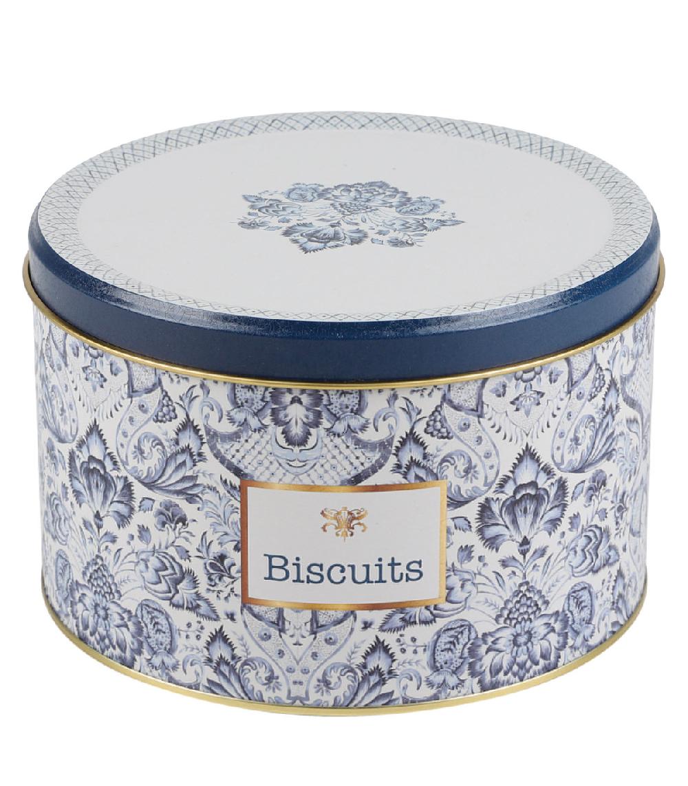 wadiga Boîte à biscuits en métal bleu blanc et doré
