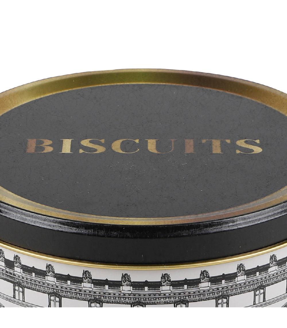 Wadiga Boîte à Biscuits En Métal Noir Blanc Et Doré