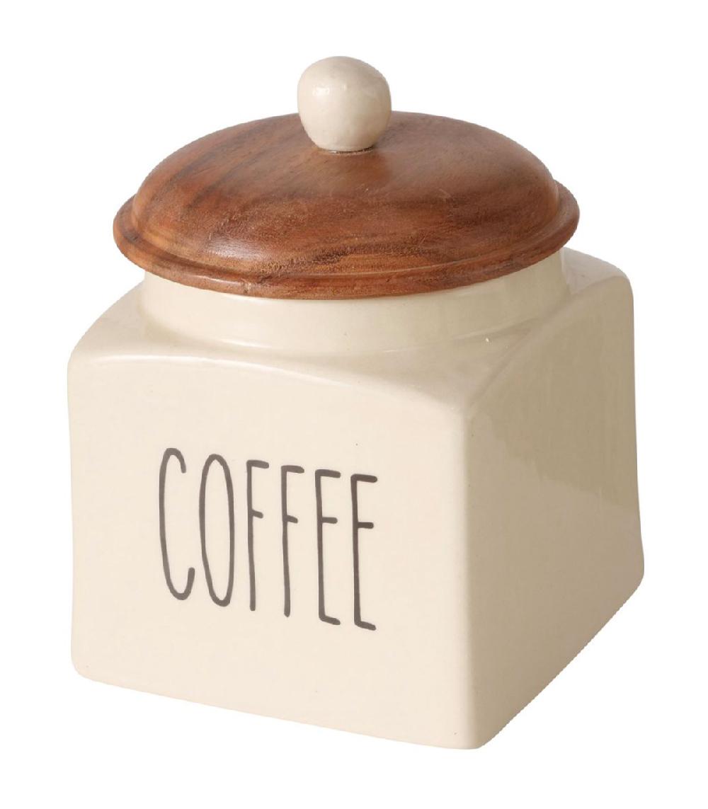 wadiga Boîte à café en céramique et bois 11.5x11.5x14cm