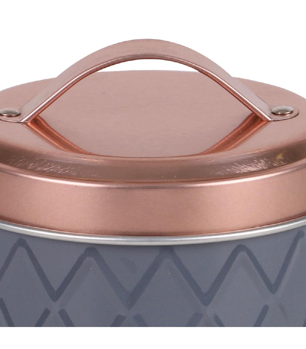 Wadiga Boîte à Café En Métal Gris Et Cuivre 11x11x15.5cm