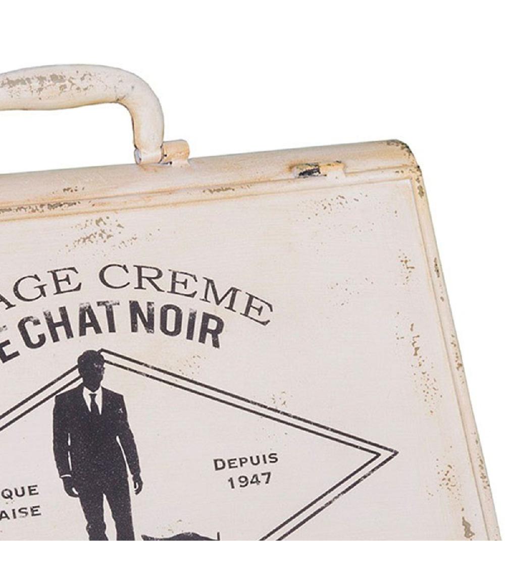 Wadiga Boîte à Cirage En Métal Blanc Vintage 26x28.5x34cm