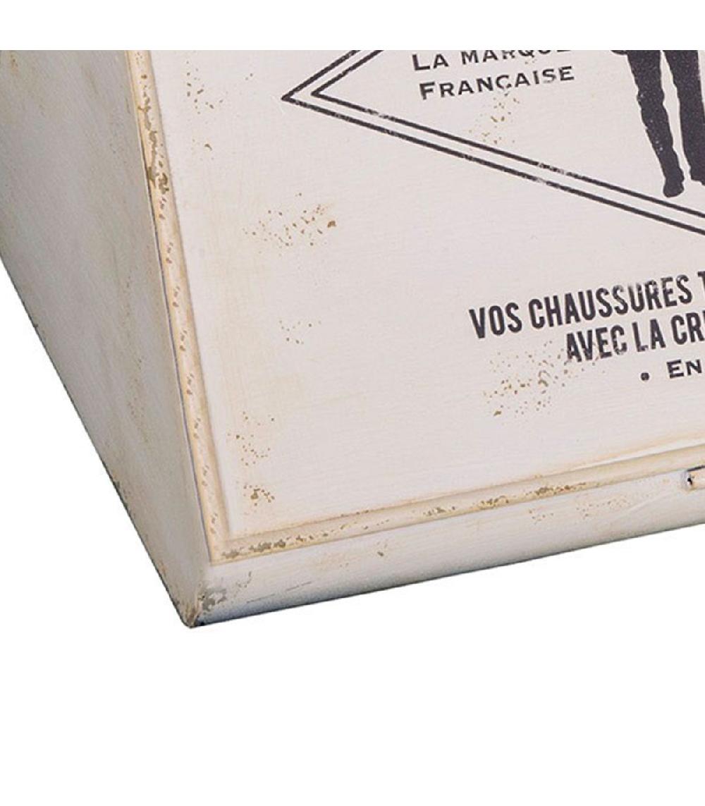 Wadiga Boîte à Cirage En Métal Blanc Vintage 26x28.5x34cm