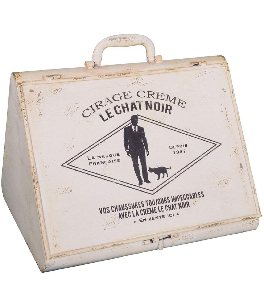 wadiga Boîte à cirage en métal blanc vintage 26x28.5x34cm