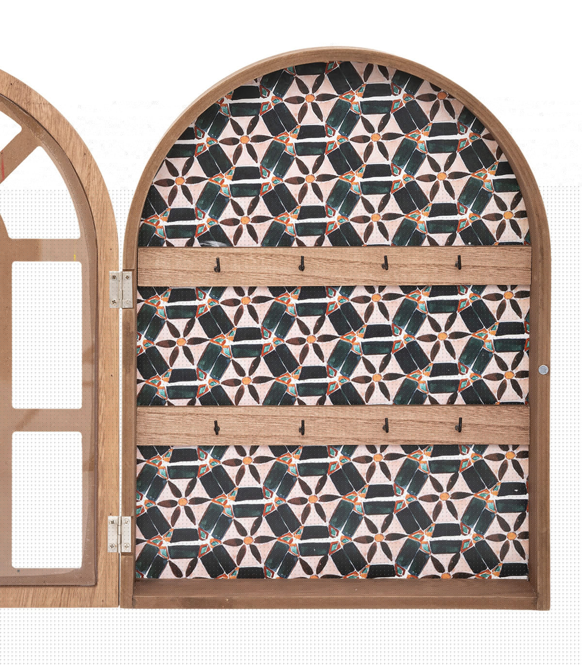 Wadiga Boîte à Clés Murale En Bois Et Verre 28x6.5x36cm