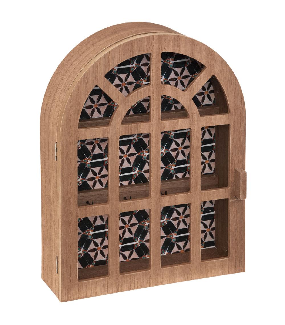 wadiga Boîte à clés murale en bois et verre 28x6.5x36cm