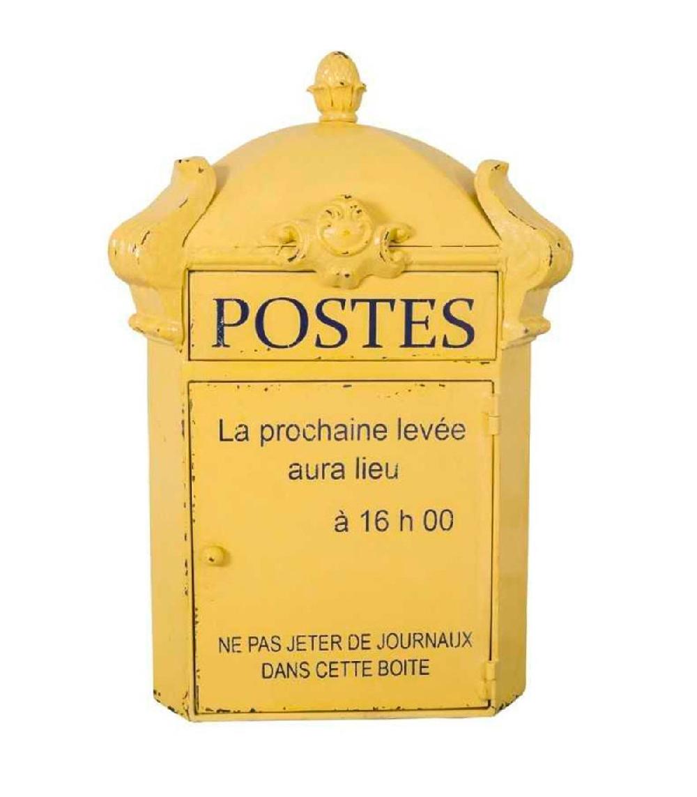 wadiga Boîte à clés murale en métal jaune Postes 35.5x28x14cm