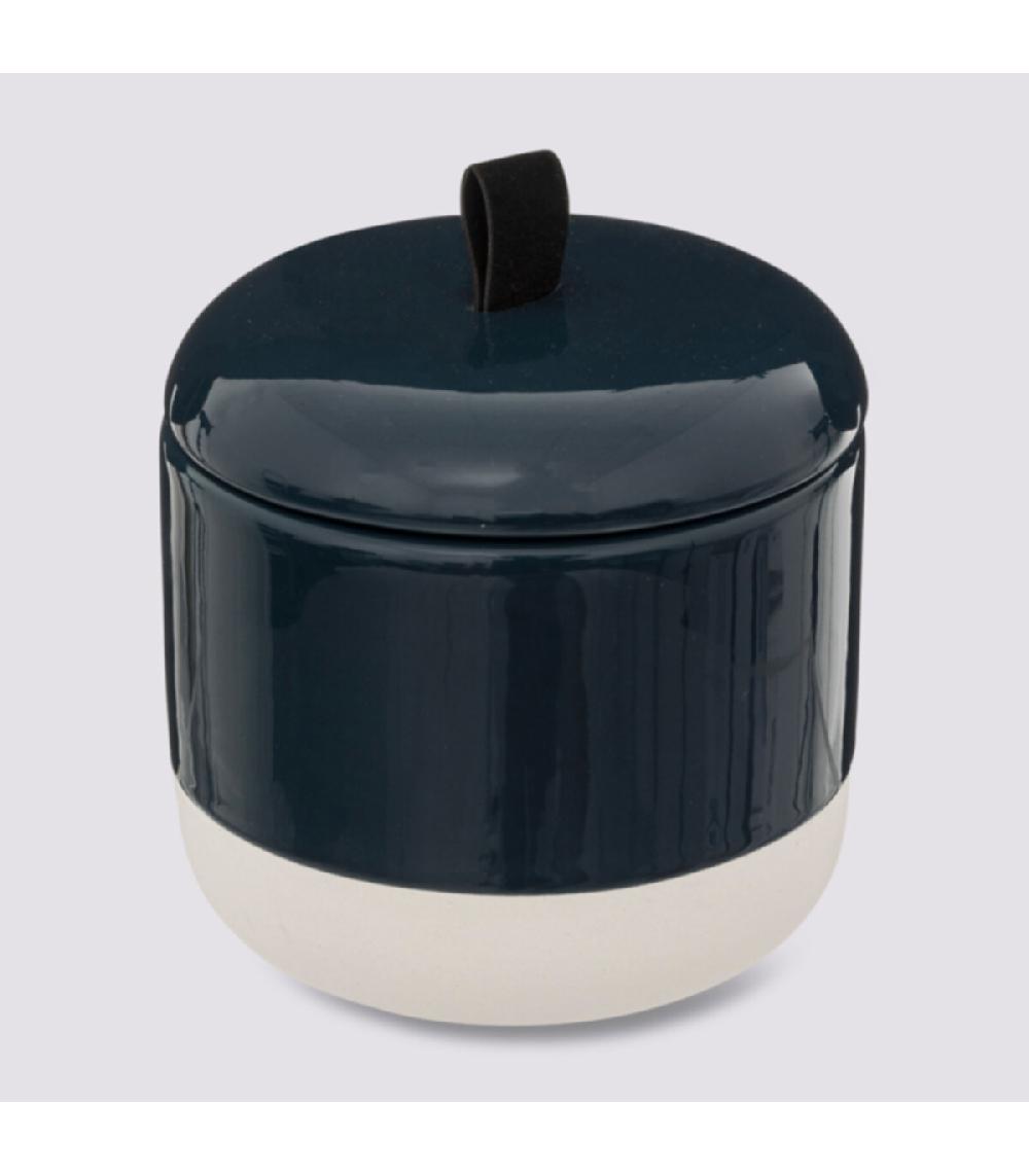 Wadiga Boîte à Coton En Céramique Bleu Pétrole Blanc Et Noir