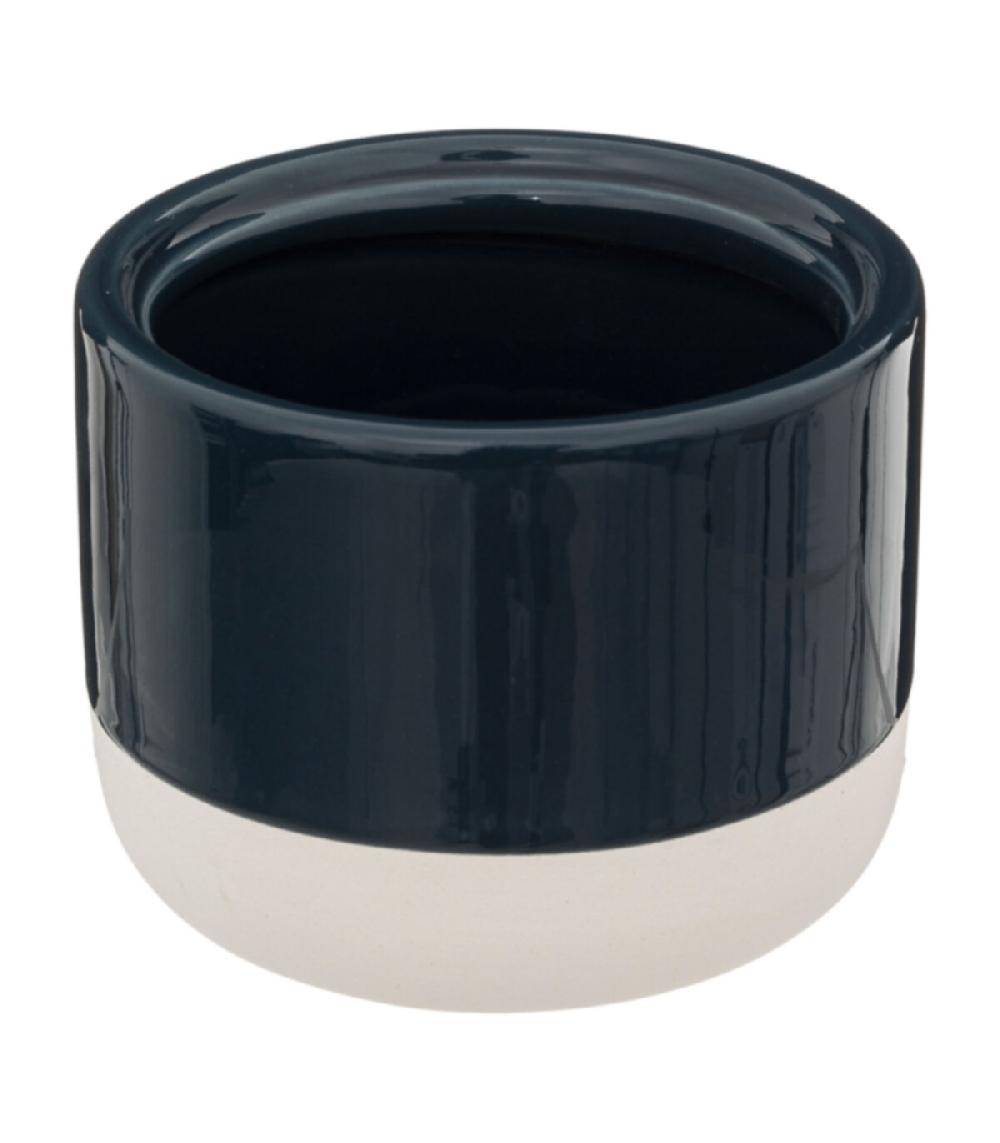 Wadiga Boîte à Coton En Céramique Bleu Pétrole Blanc Et Noir