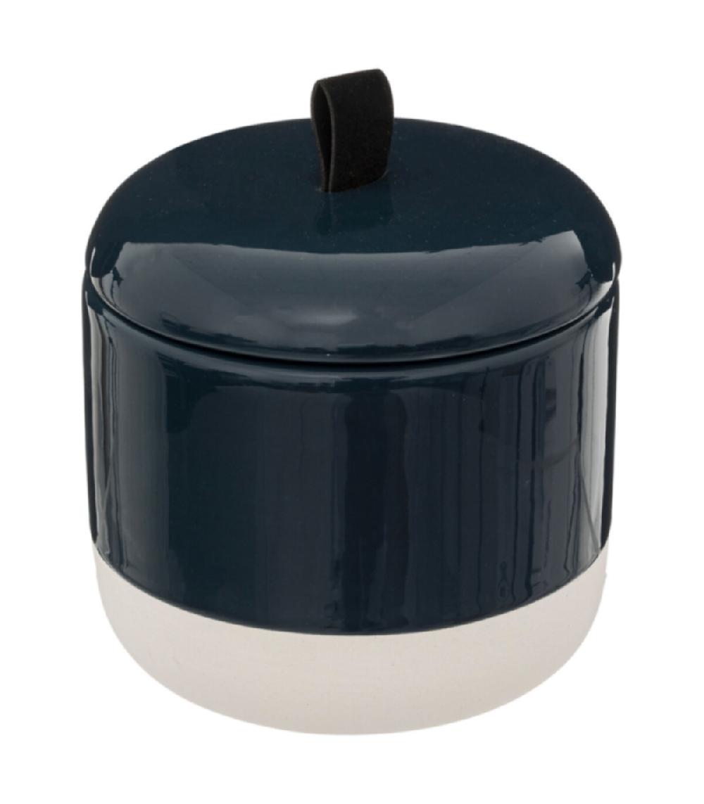 wadiga Boîte à coton en céramique bleu pétrole blanc et noir