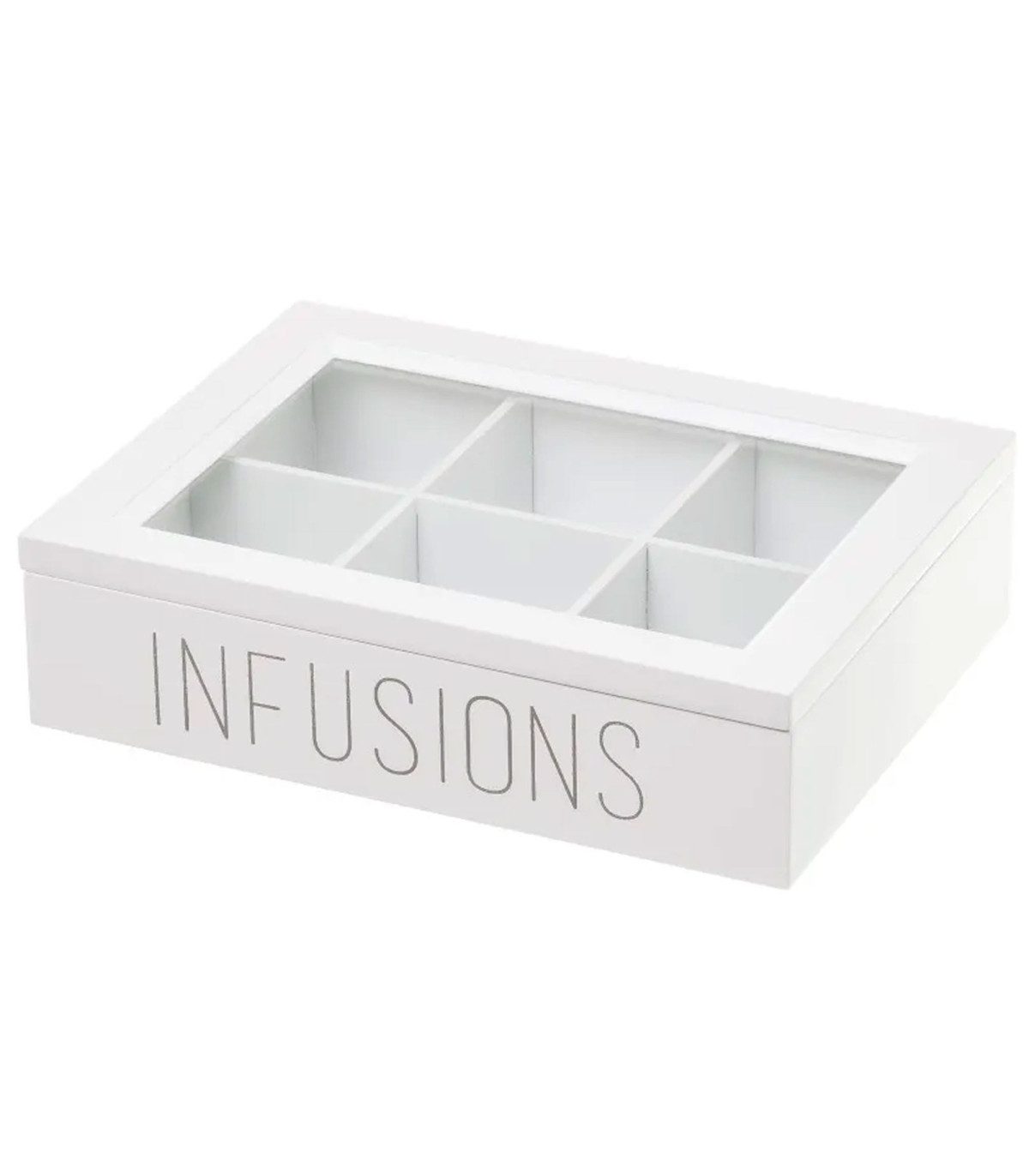 wadiga Boîte à infusions en bois blanc 6 compartiments