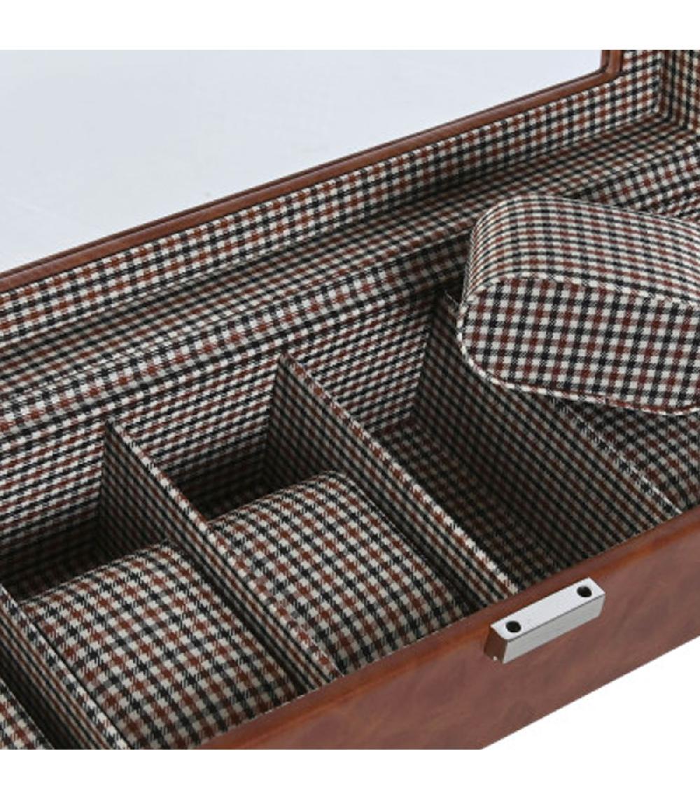 Wadiga Boîte à Montres Marron 6 Montres 33x11.5x9cm