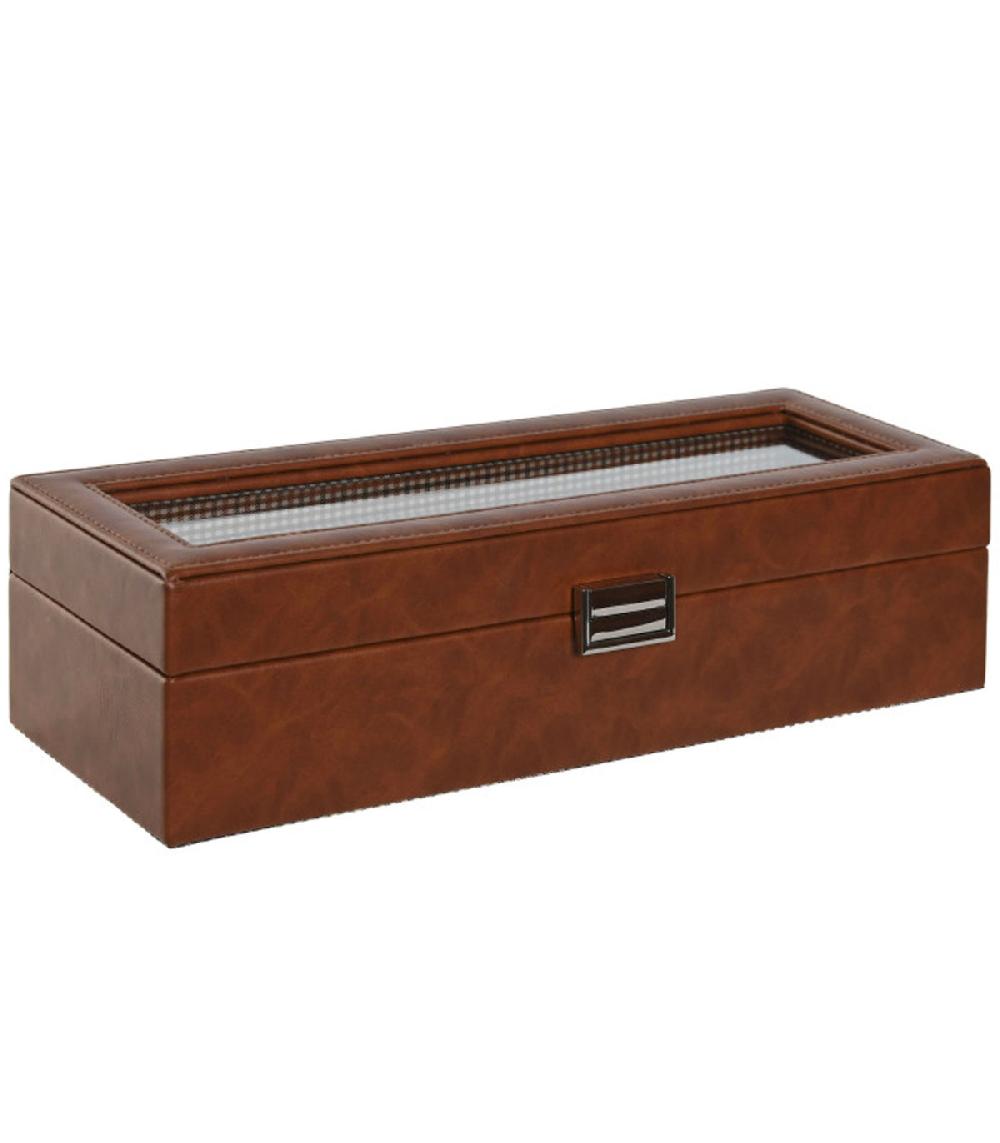Wadiga Boîte à Montres Marron 6 Montres 33x11.5x9cm