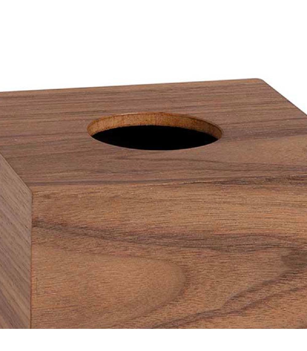 Wadiga Boîte à Mouchoirs Carrée En Bois De Noyer 13x13x13cm