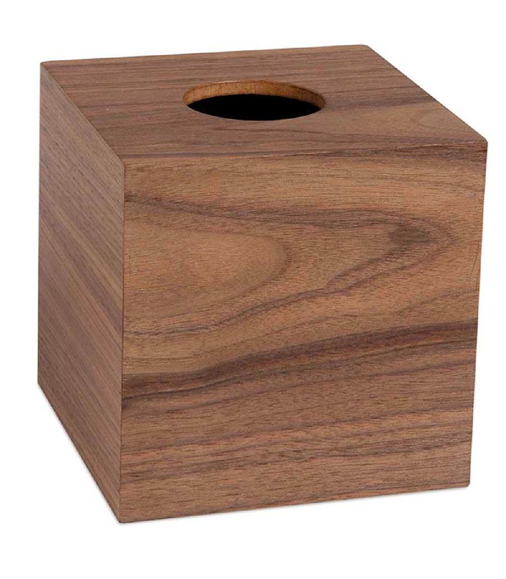 wadiga Boîte à mouchoirs carrée en bois de noyer 13x13x13cm