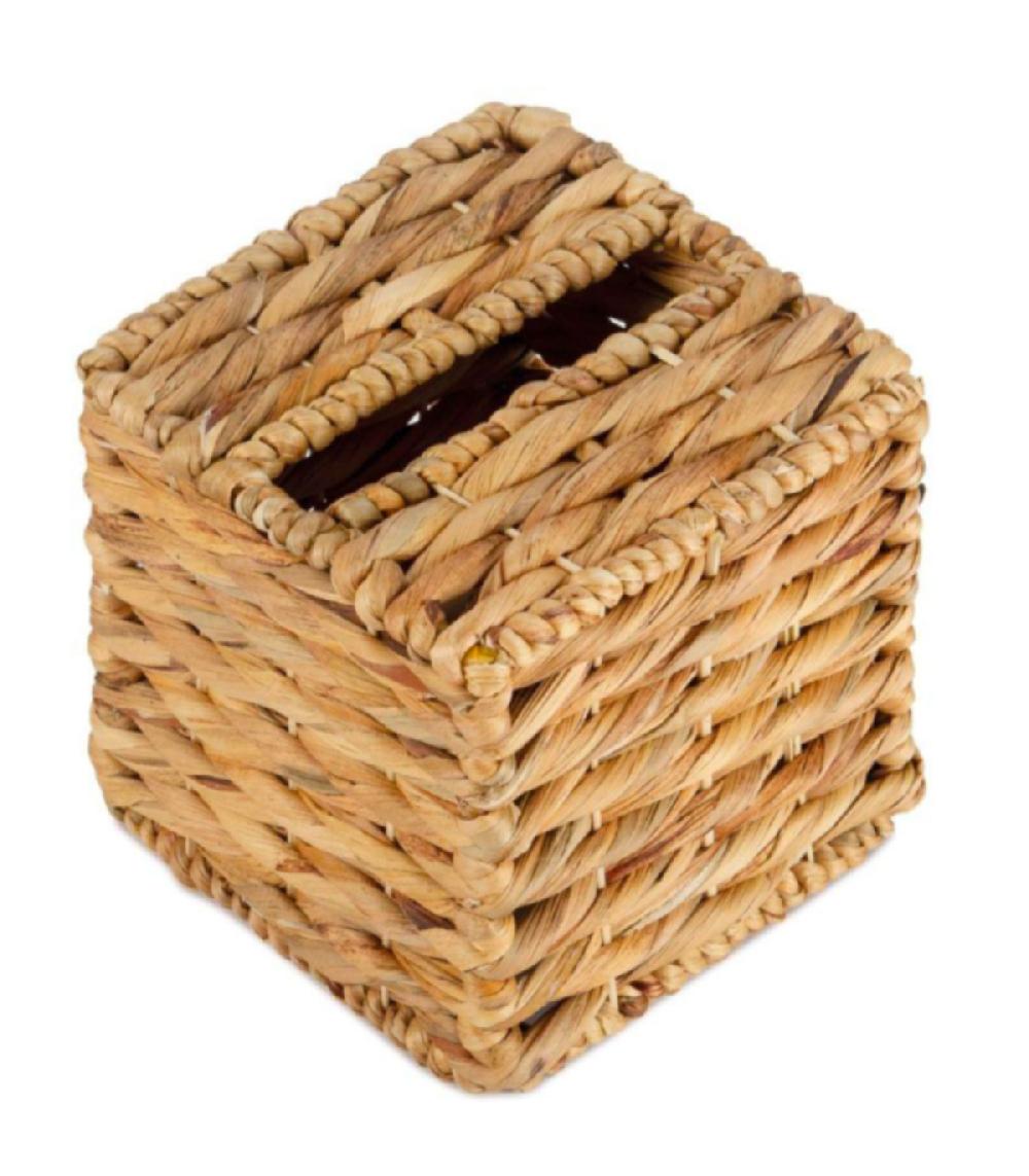 Wadiga Boîte à Mouchoirs Carrée Jacinthe D'eau Tressée - 16x16x14.5cm