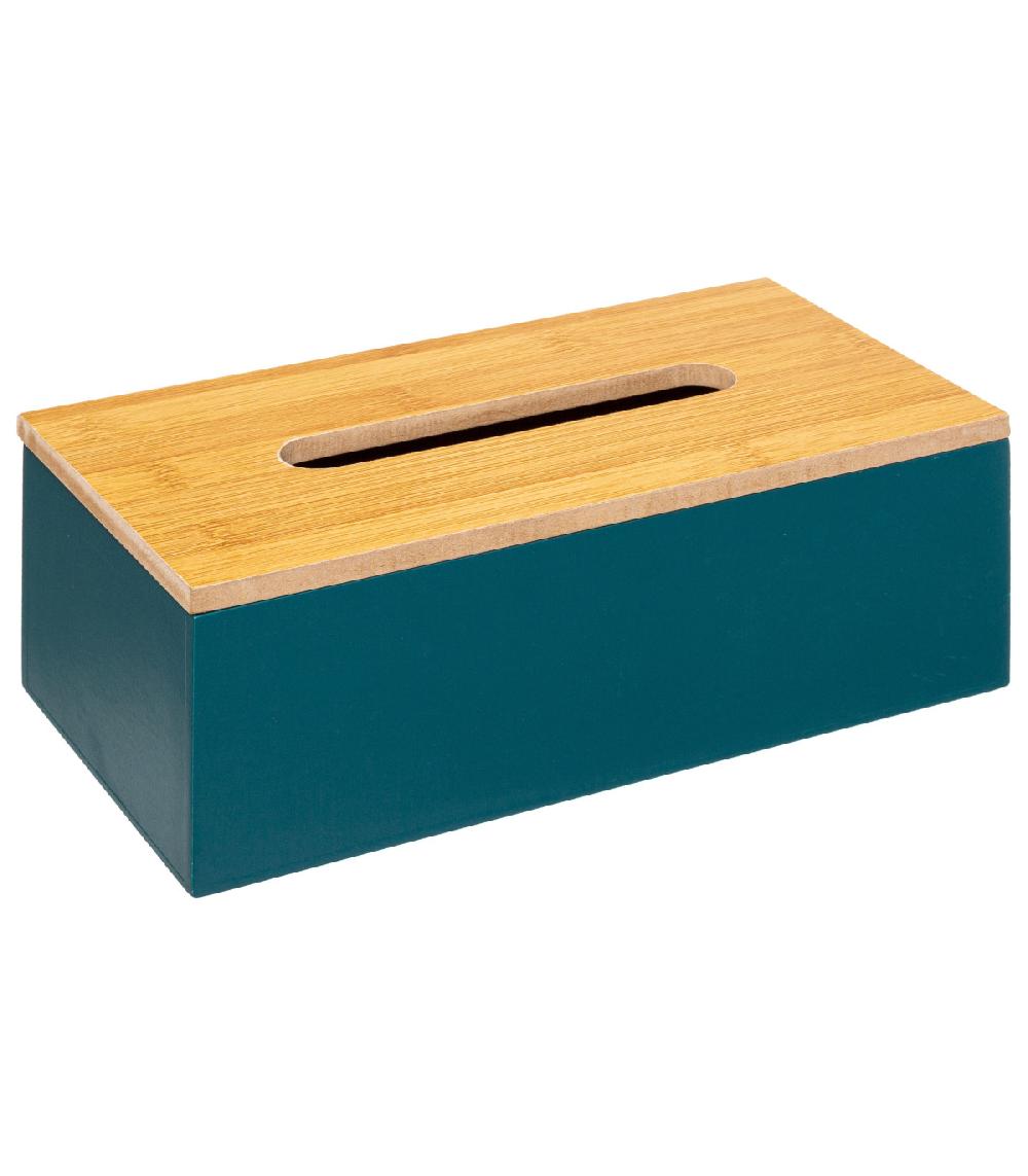 wadiga Boîte à mouchoirs rectangulaire bois vert pétrole