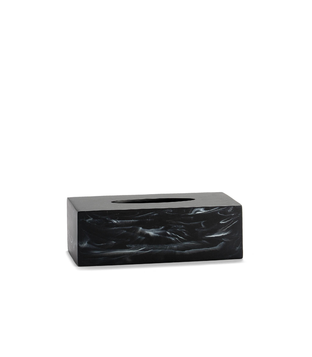 Wadiga Boîte à Mouchoirs Rectangulaire En Polyrésine Noire Effet Marbre
