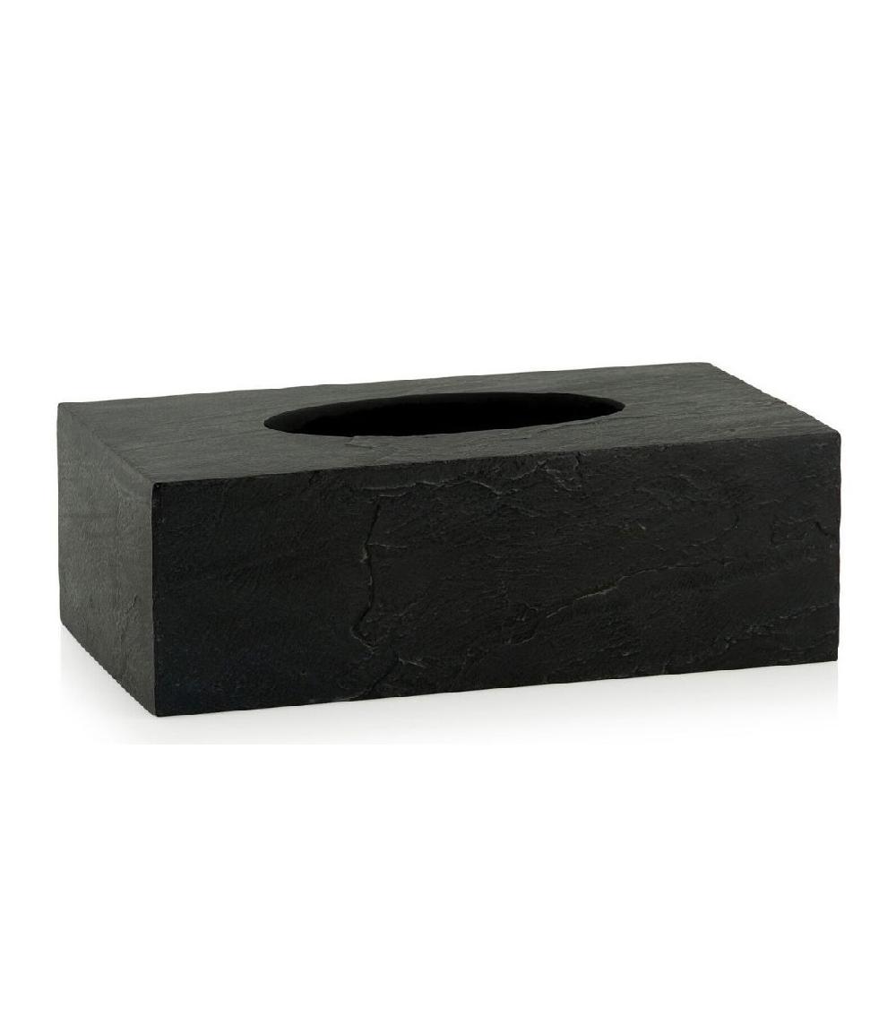 Wadiga Boîte à Mouchoirs Rectangulaire En Polyrésine Noire Effet Ardoise