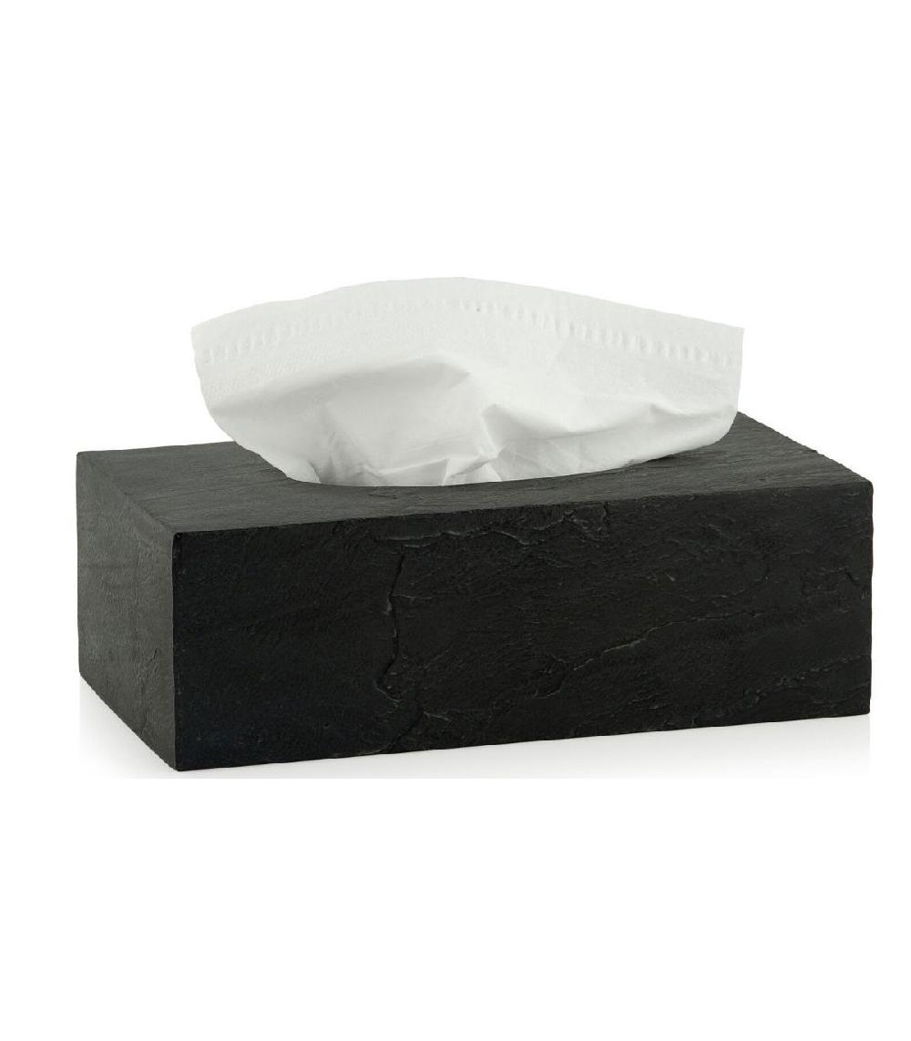wadiga Boîte à Mouchoirs Rectangulaire en Polyrésine Noire Effet Ardoise