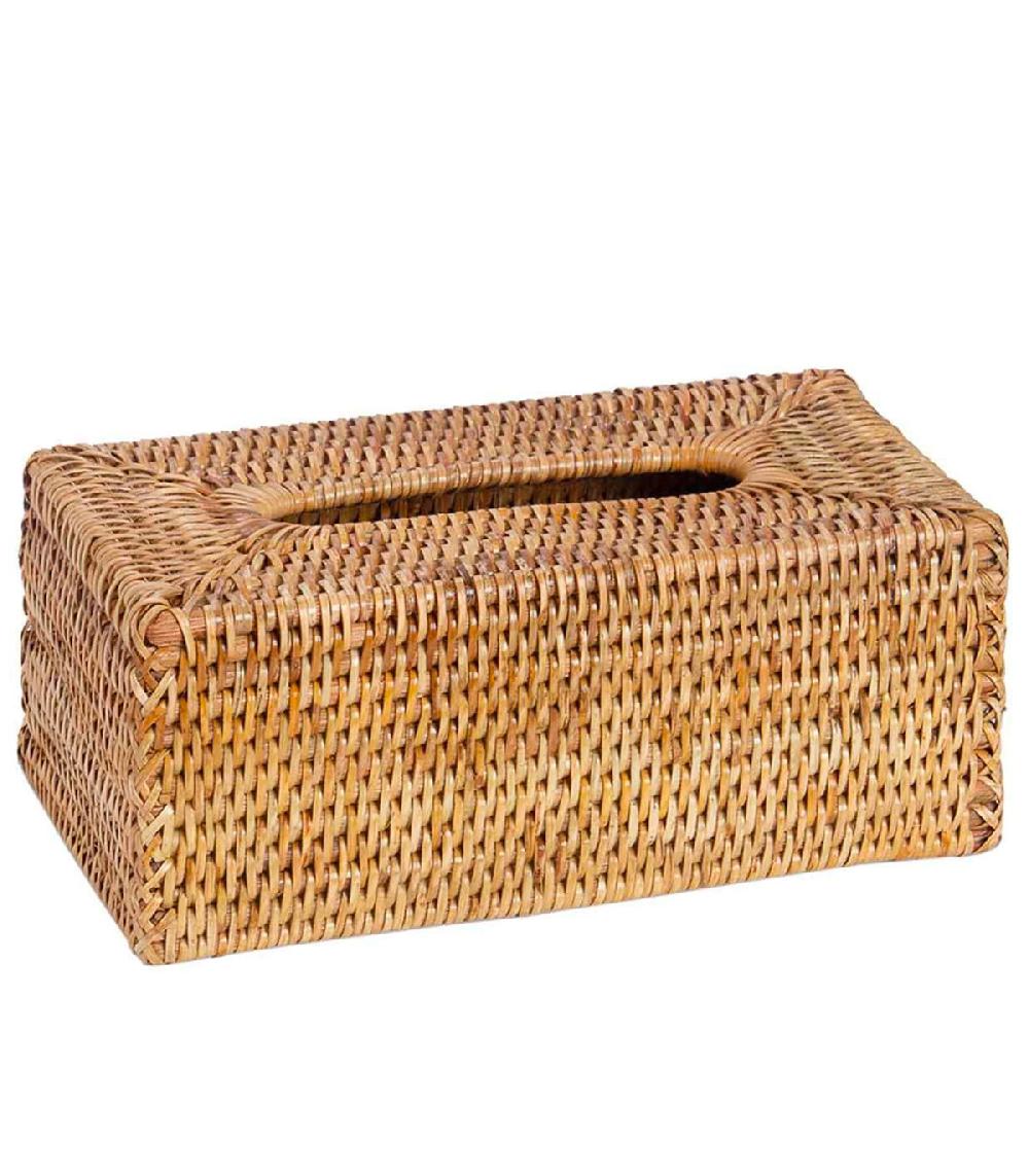 wadiga Boîte à mouchoirs rectangulaire en rotin tressé