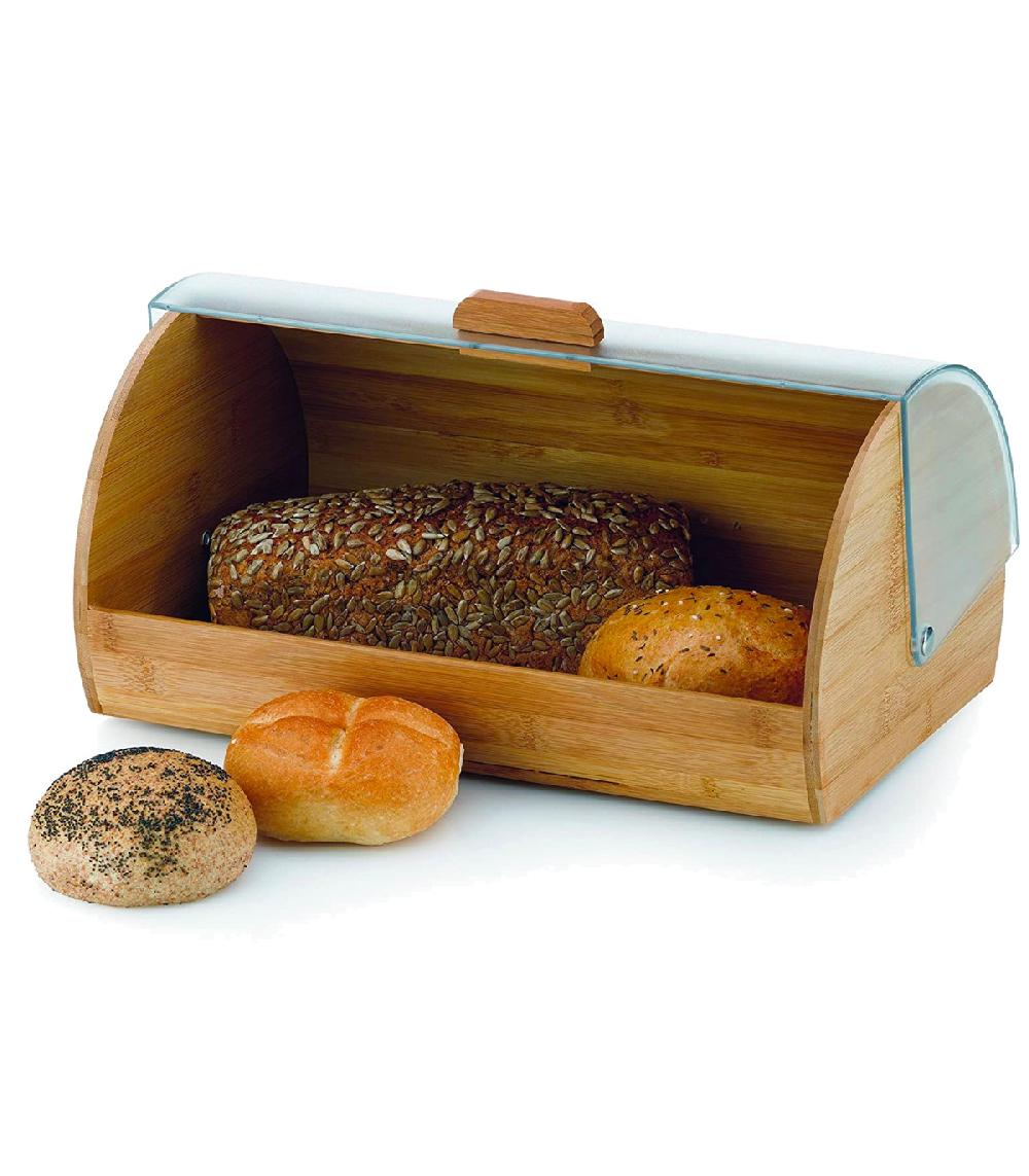 Wadiga Boîte à Pain Bambou Et Plastique 38.5x25x18.5cm