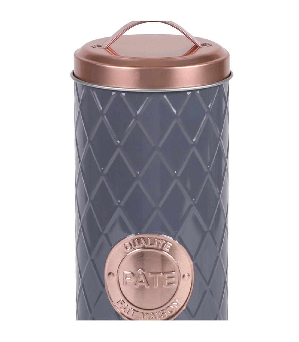 Wadiga Boîte à Pâtes En Métal Gris Et Cuivre 11x11x30.5cm