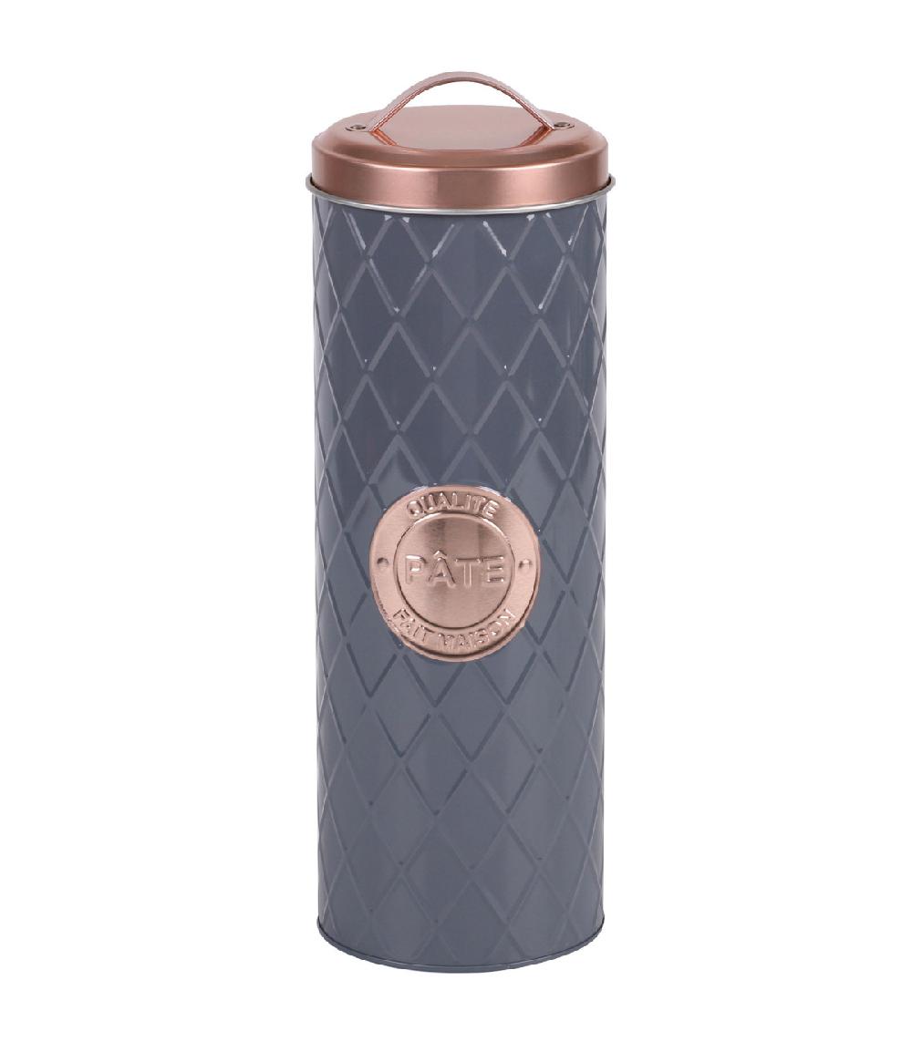 wadiga Boîte à pâtes en métal gris et cuivre 11x11x30.5cm