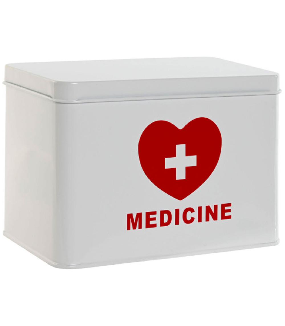 wadiga Boîte à pharmacie en métal blanc et rouge 20.5x12.5x14cm