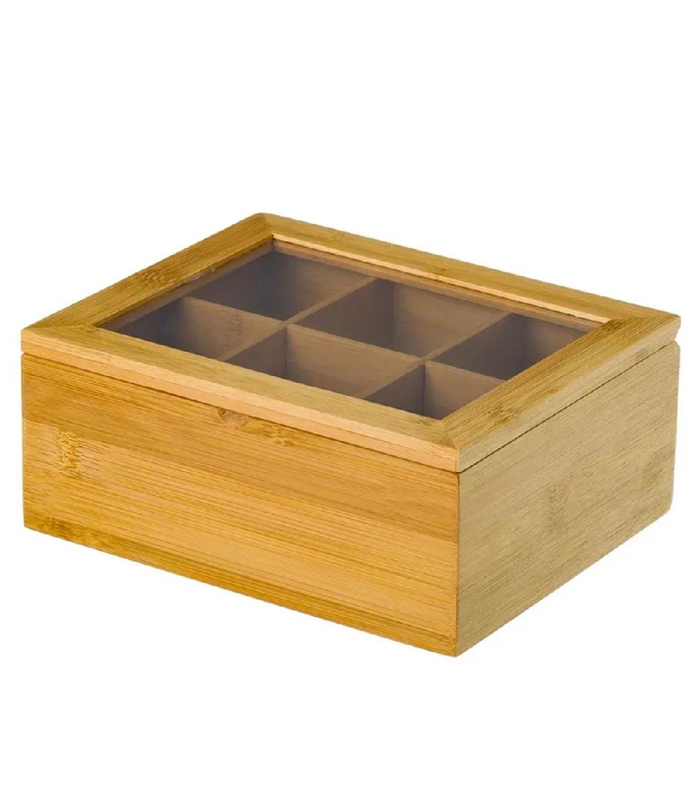 wadiga Boîte à thé 6 compartiments bambou 22x18x9.3cm