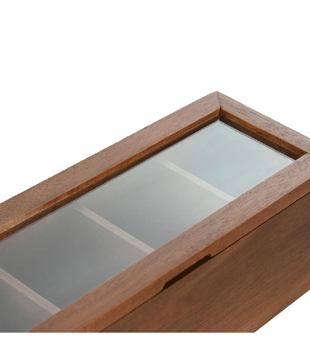 Wadiga Boîte à Thé En Bois D'acacia 4 Compartiments 26 6x9x9cm