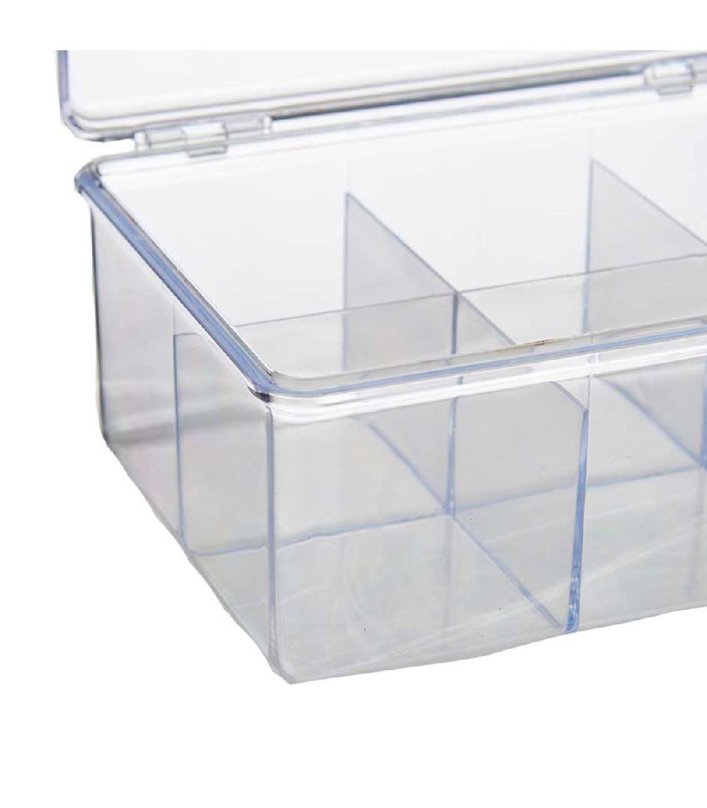 Wadiga Boîte à Thé En Plastique Transparent 6 Compartiments