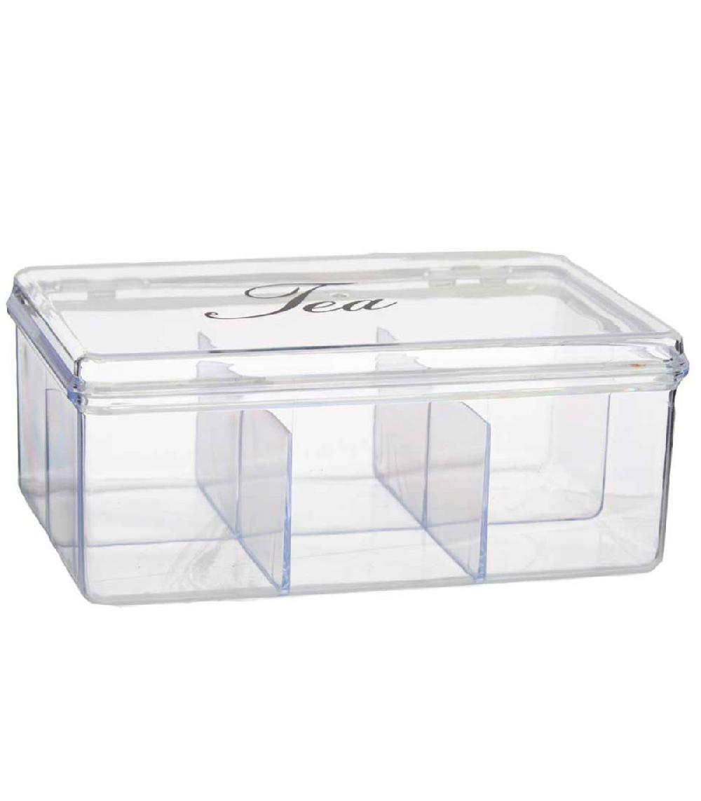 wadiga Boîte à thé en plastique transparent 6 compartiments
