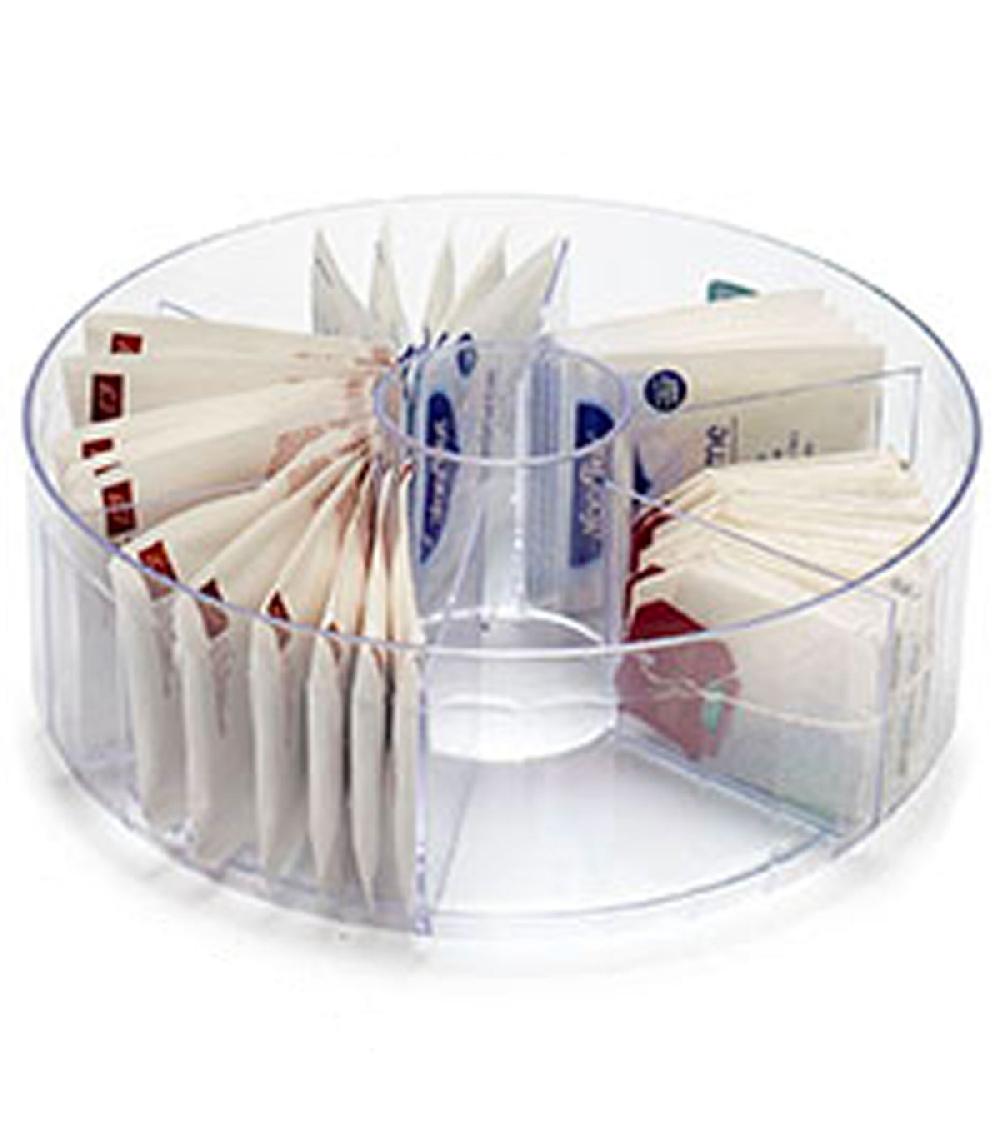 Wadiga Boîte à Thé Ronde En Plastique Transparent 6 Compartiments