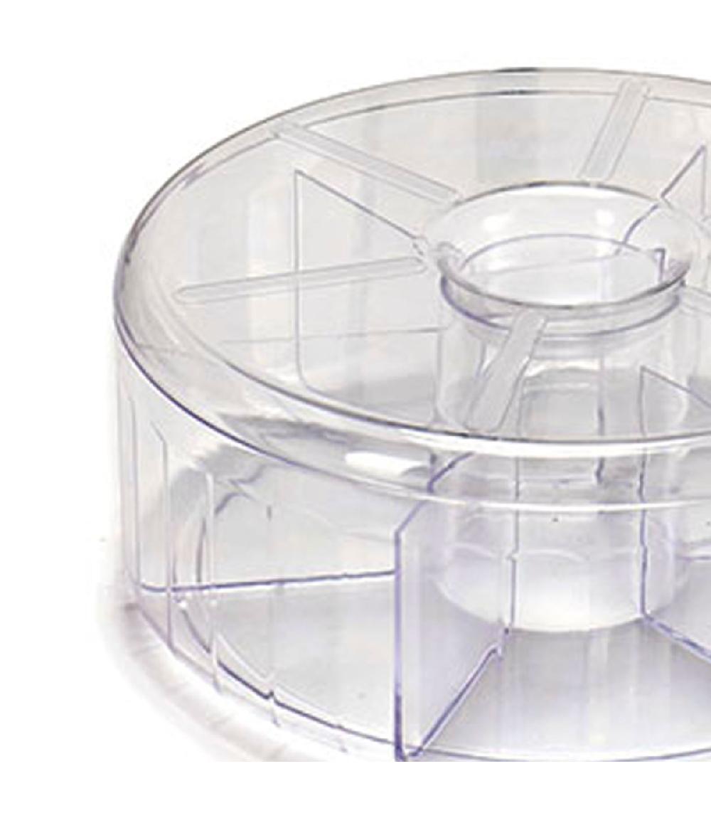 Wadiga Boîte à Thé Ronde En Plastique Transparent 6 Compartiments