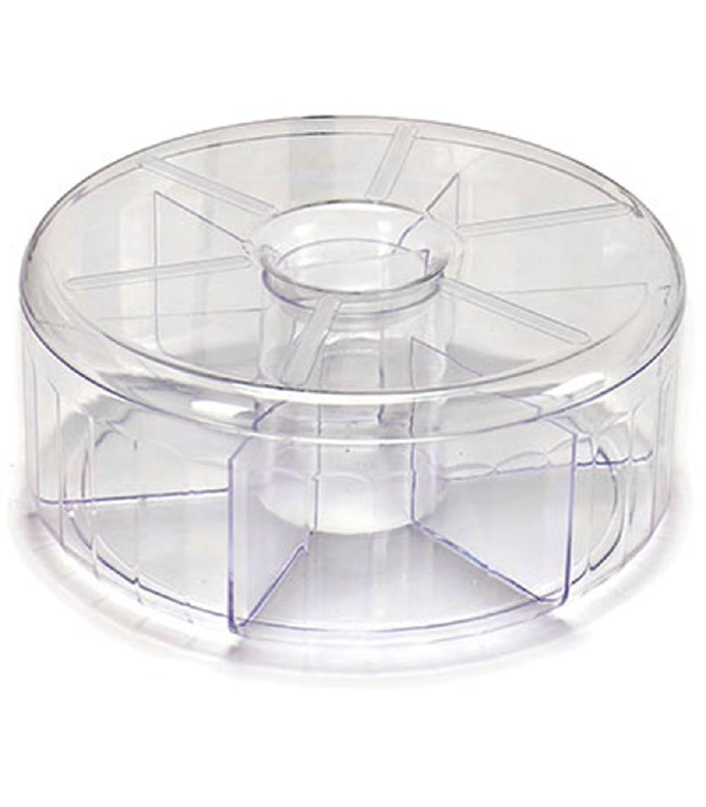 wadiga Boîte à thé ronde en plastique transparent 6 compartiments