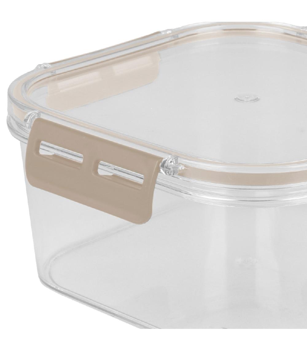 Wadiga Boîte Carrée En Plastique Avec Couvercle Hermétique Gris 1800ml