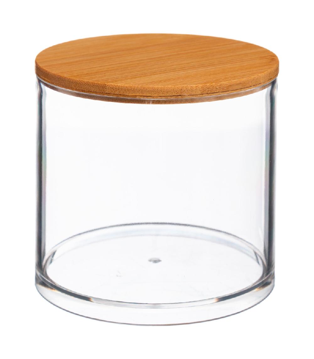 wadiga Boîte cotons transparent et bambou - 9.7x9.7x9.6cm